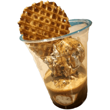 The Brogato — crema espresso over Stracciatella gelato