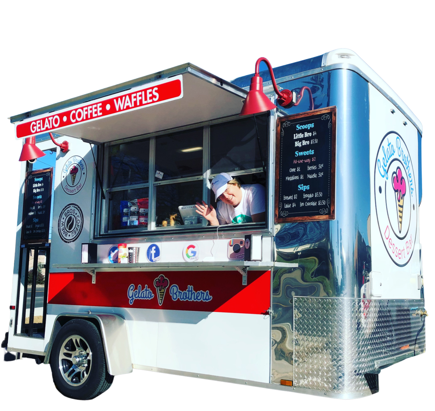 The Gelato Brothers trailer — home base at the farm